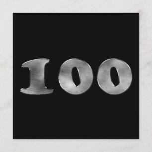 100th Birthday Black Silver   Number 100 Invitation