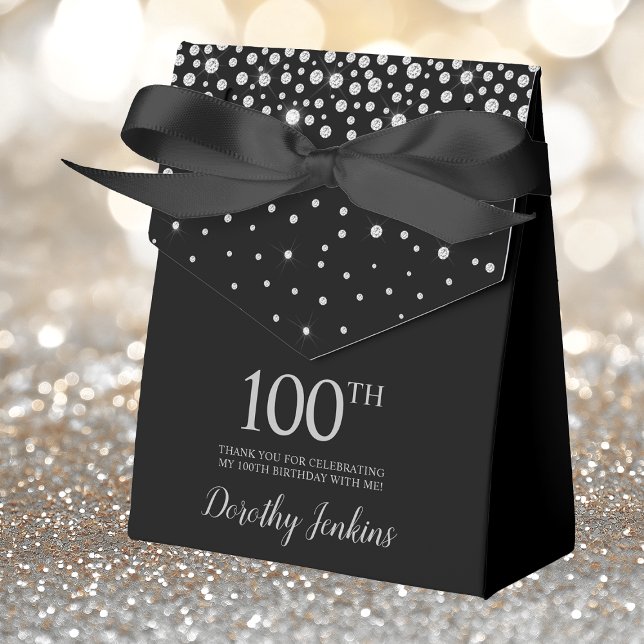 100th Birthday Black Sparkly Thank You Favour Box (Creator Uploaded)