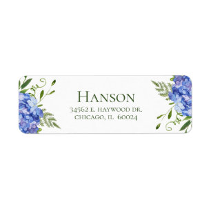 100th Birthday Blue Hydrangeas Return Address Return Address Label