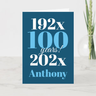 100th Birthday Blue Typography Card