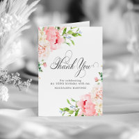 100th Birthday Blush Pink Peony Floral Folded