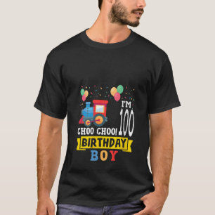 100th Birthday Boy Train Toy 100 Year Old Funny B T-Shirt