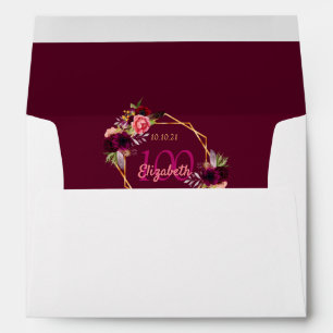 100th birthday burgundy florals geometric gold envelope