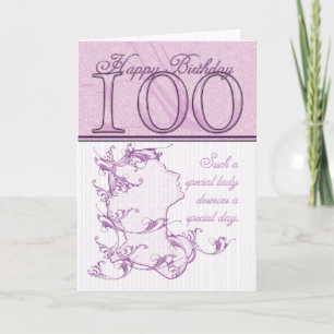 100th Birthday Cameo Card Pink