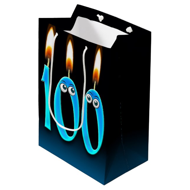 100th Birthday Candles Medium Gift Bag (Front Angled)