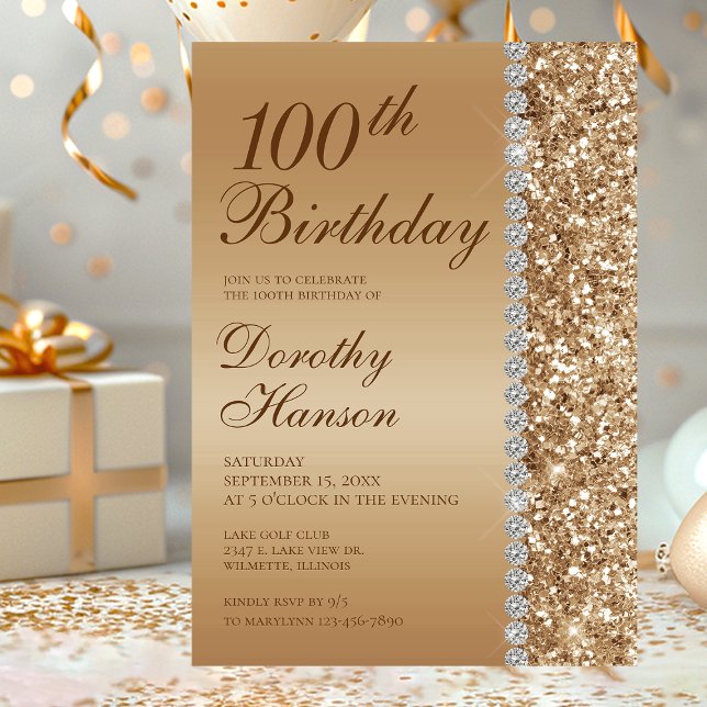 100th Birthday Elegant Invitation (Creator Uploaded)