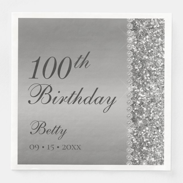 100th Birthday Elegant Napkin (Front)