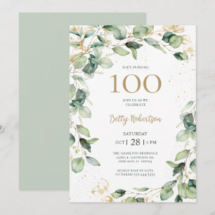 100th Birthday Eucalyptus Invitation