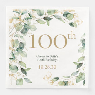 100th Birthday Eucalyptus Napkin