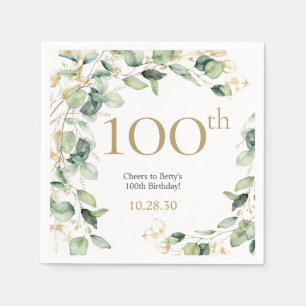 100th Birthday Eucalyptus Napkin