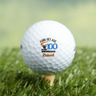 100th Birthday Golf Ball 100 Years Funny Gift Blue