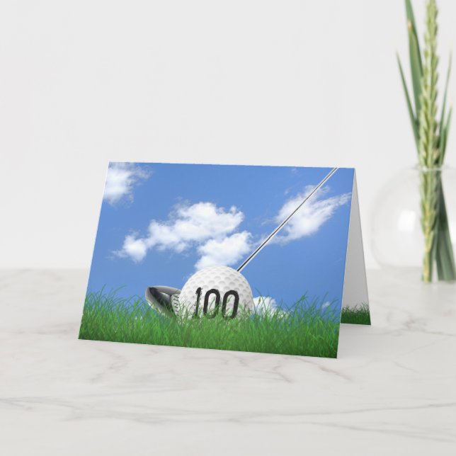 100th birthday golf ball in grass card (Front)