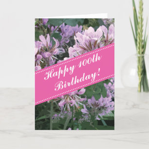 100th Birthday greeting card with pink flowers