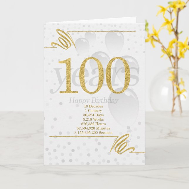 100th Birthday in Days Weeks Minutes with Name Card (Yellow Flower)