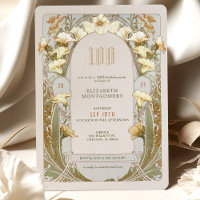 100th Birthday Invitation Art Nouveau by Mucha