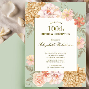 100th Birthday Invitation Autumn Colour Floral Sag