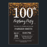 100th Birthday Invitation Gold Glitter<br><div class="desc">100th Birthday Invitation with Gold String Lights with Gold Glitter Background. Gold Birthday. Adult Birthday. Men or Women Bday Invite. 13th 15th 16th 18th 20th 21st 30th 40th 50th 60th 70th 80th 90th 100th, Any age. For further customisation, please click the "Customise it" button and use our design tool to...</div>