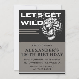 100th birthday invitation Men Party Let's Get Wild