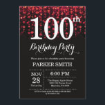 100th Birthday Invitation Red Glitter<br><div class="desc">100th Birthday Invitation with Red String Lights with Red Glitter Background. Red Birthday. Adult Birthday. Men or Women Bday Invite. 13th 15th 16th 18th 20th 21st 30th 40th 50th 60th 70th 80th 90th 100th, Any age. For further customisation, please click the "Customise it" button and use our design tool to...</div>