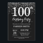 100th Birthday Invitation Silver Glitter<br><div class="desc">100th Birthday Invitation with Silver String Lights with Silver Glitter Background. Silver Birthday. Adult Birthday. Men or Women Bday Invite. 13th 15th 16th 18th 20th 21st 30th 40th 50th 60th 70th 80th 90th 100th, Any age. For further customisation, please click the "Customise it" button and use our design tool to...</div>