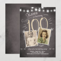 100th Birthday Invitation Vintage Hundred Birthday