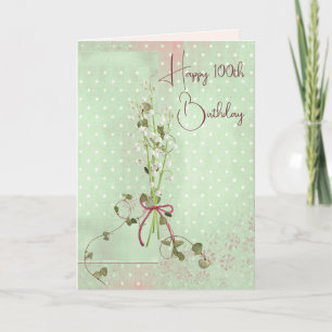 100th Birthday Lily of the Valley Bouquet Card