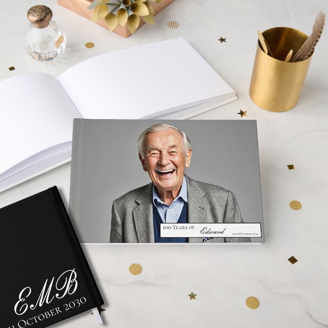 100th Birthday Male PhotoElegant Guest Book (Creator Uploaded)