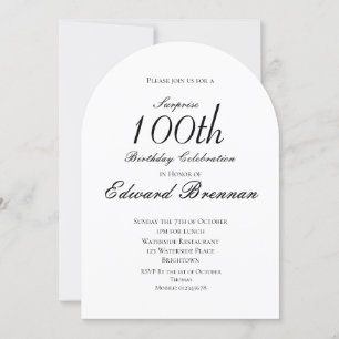 100th Birthday Male Stylish Photo Monogram  Invitation