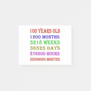 100th Birthday Milestones Post-it Notes