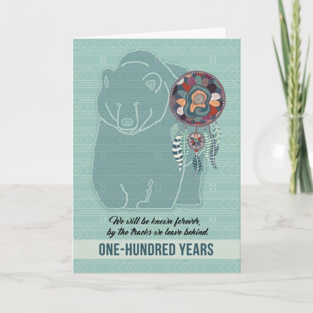 100th Birthday Native American Bear Theme Card (Front)