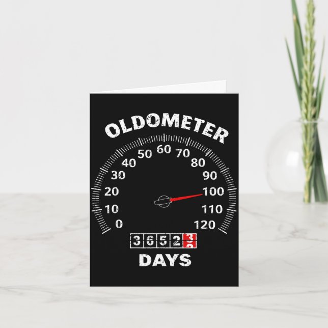 100th birthday oldometer zero to 100 years car card (Front)