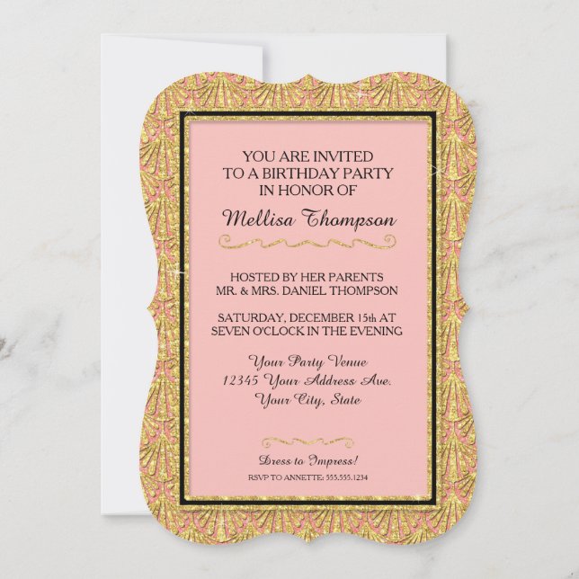 100th Birthday Party Glam Great Gatsby Style Invitation (Back)