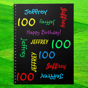 100th Birthday Party Guest Book, Repeat Name Black Notebook