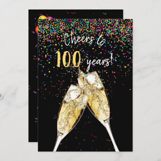 100th Birthday party Invitation (Front/Back)