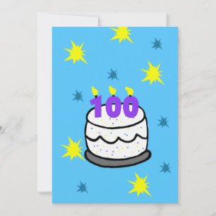 100th Birthday Party Invitation 100 Candle Cake