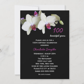 100th Birthday Party Invitation Orchids