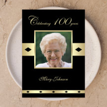 100th Birthday Party Invitation Photo 100th