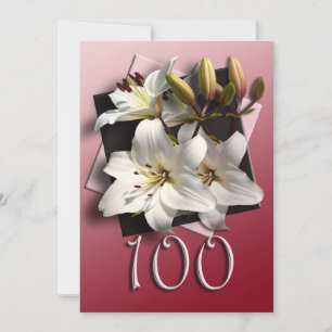 100th Birthday Party Invitation - white lilies