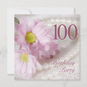 100th Birthday party invitation with daisies