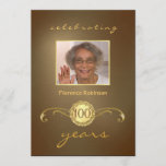 100th Birthday Party Invitations - Antique Gold<br><div class="desc">Personalised Birthday Party Invitations for any year -- Elegant antique gold birthday invitations decorated with gold accents and monogram. Add your own photo and customise the name, date, and details for your happy celebration. Perfect for both contemporary or vintage photos. Matching postage and thank you cards available. **NOTE: Sized for...</div>