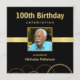 100th Birthday Party Invitations - Photo Optional