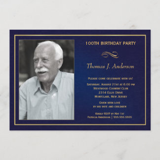 100th Birthday Party Invitations with photo