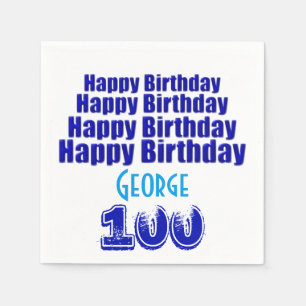 100th Birthday Party Personalised Paper Napkins