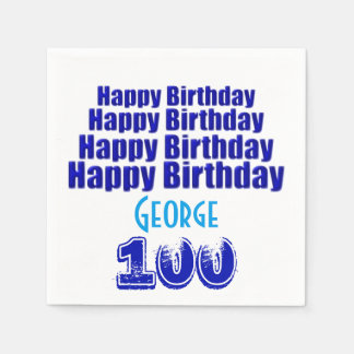 100th Birthday Party Personalised Paper Napkins