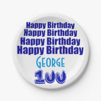 100th Birthday Party Personalised Paper Plates