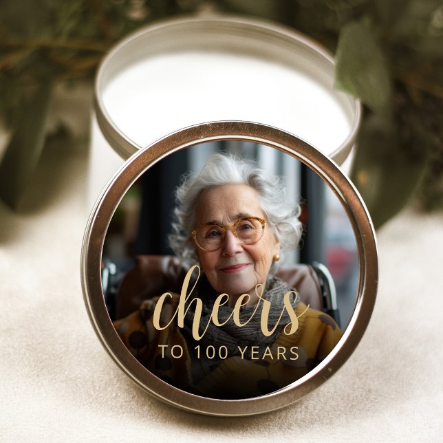 100th Birthday Party Photo Cheers Classic Round Sticker (Creator Uploaded)