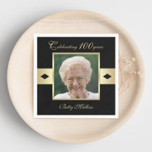 100th Birthday Party Photo on Black Paper