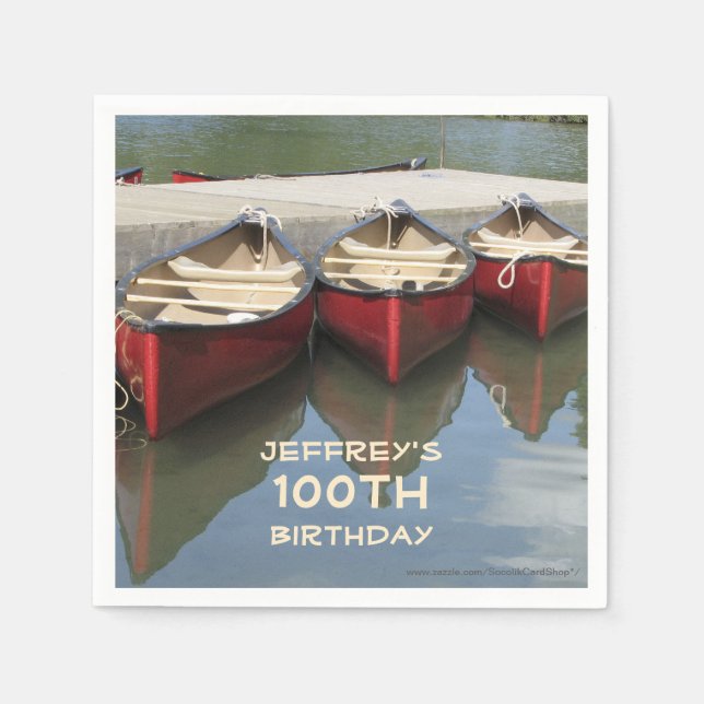 100th Birthday Party, Red Canoes, Name, Paper Napkin (Front)