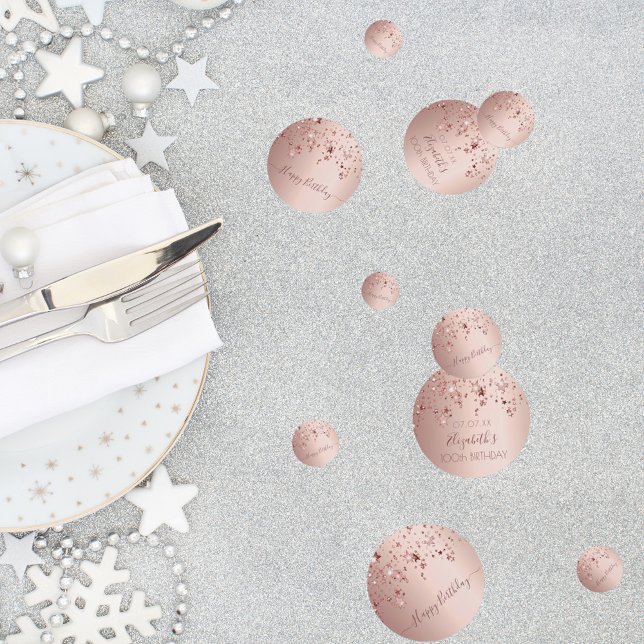 100th birthday party rose gold pink stars glam confetti (Creator Uploaded)