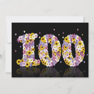 100th Birthday party, with flowered letters Invitation